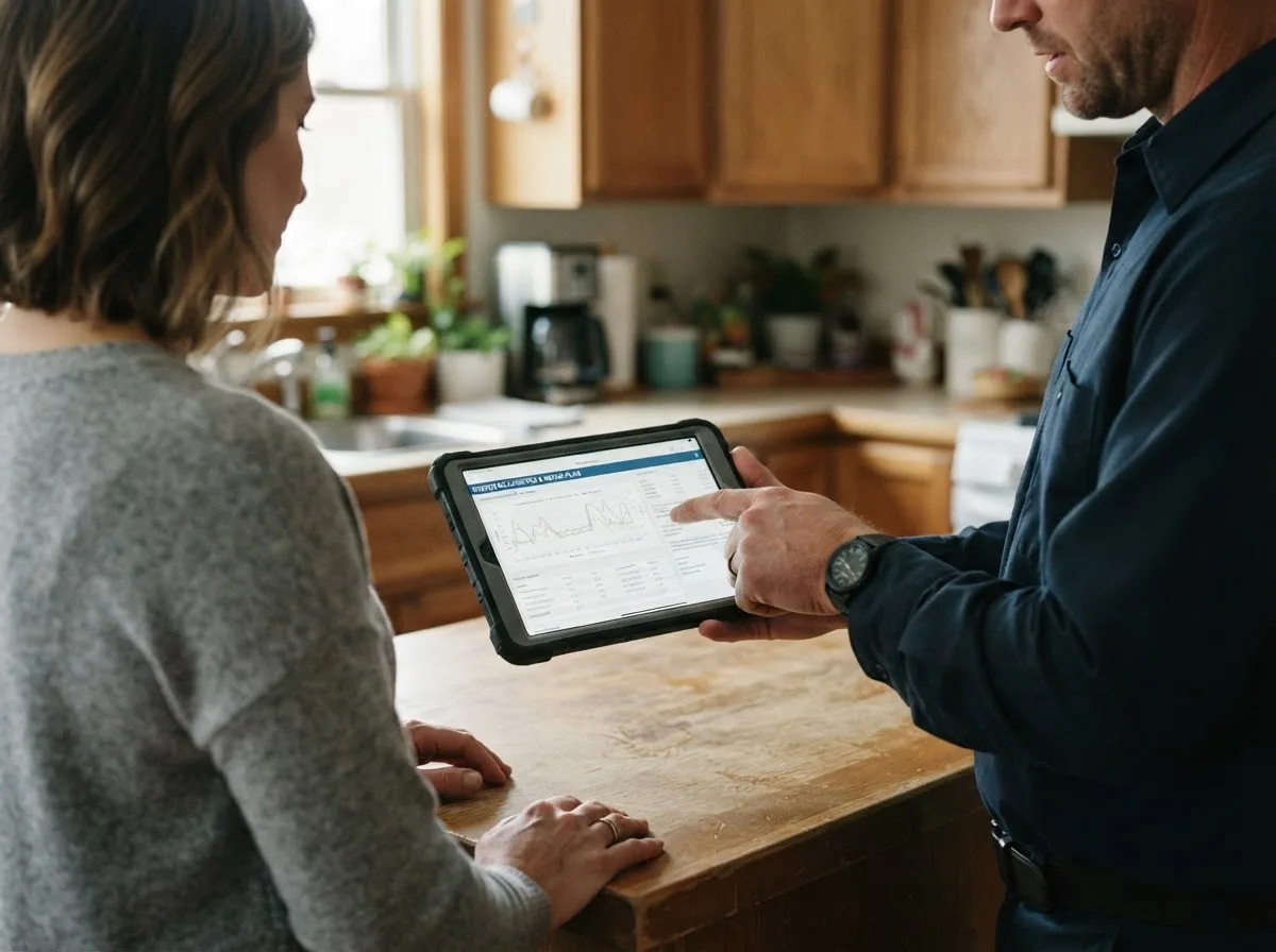 HVAC technician inspecting a heating & cooling system in Danby, VT